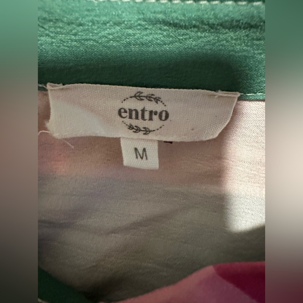 Entro Vibrant Colorful Long Sleeve Striped Button Down Blouse - Picture 6 of 9